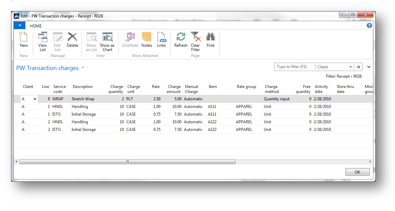 screenshot of Excalibur WMS